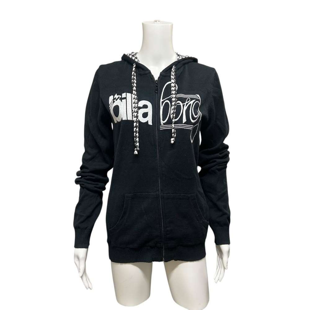 Billabong Cotton Knit Zip Front Hoodie Black Jacket Size L